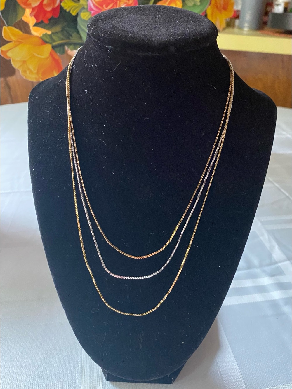 Signed Sarah Coventry Necklace Multi-Row Gold and Silver Layered Necklace -